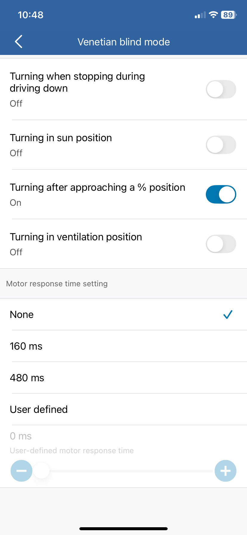 Device settings for sun shading via the SmartHome Box